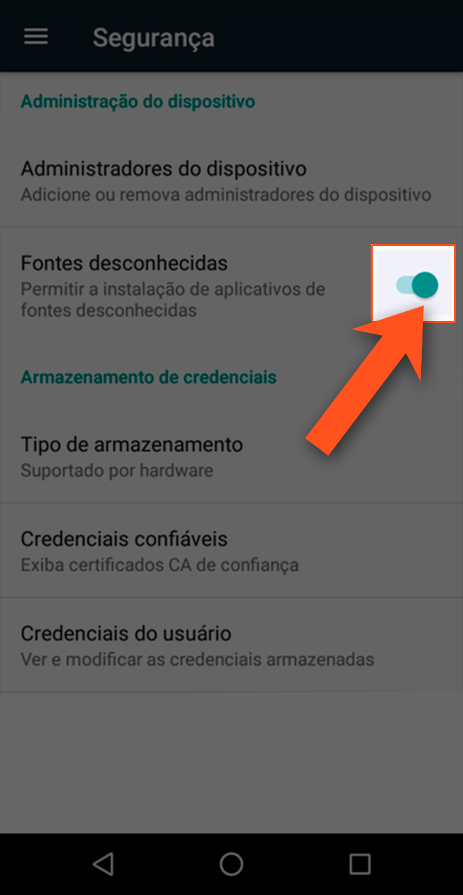 Permitir a instalação a partir de fontes desconhecidas para a instalação do Mostbet.