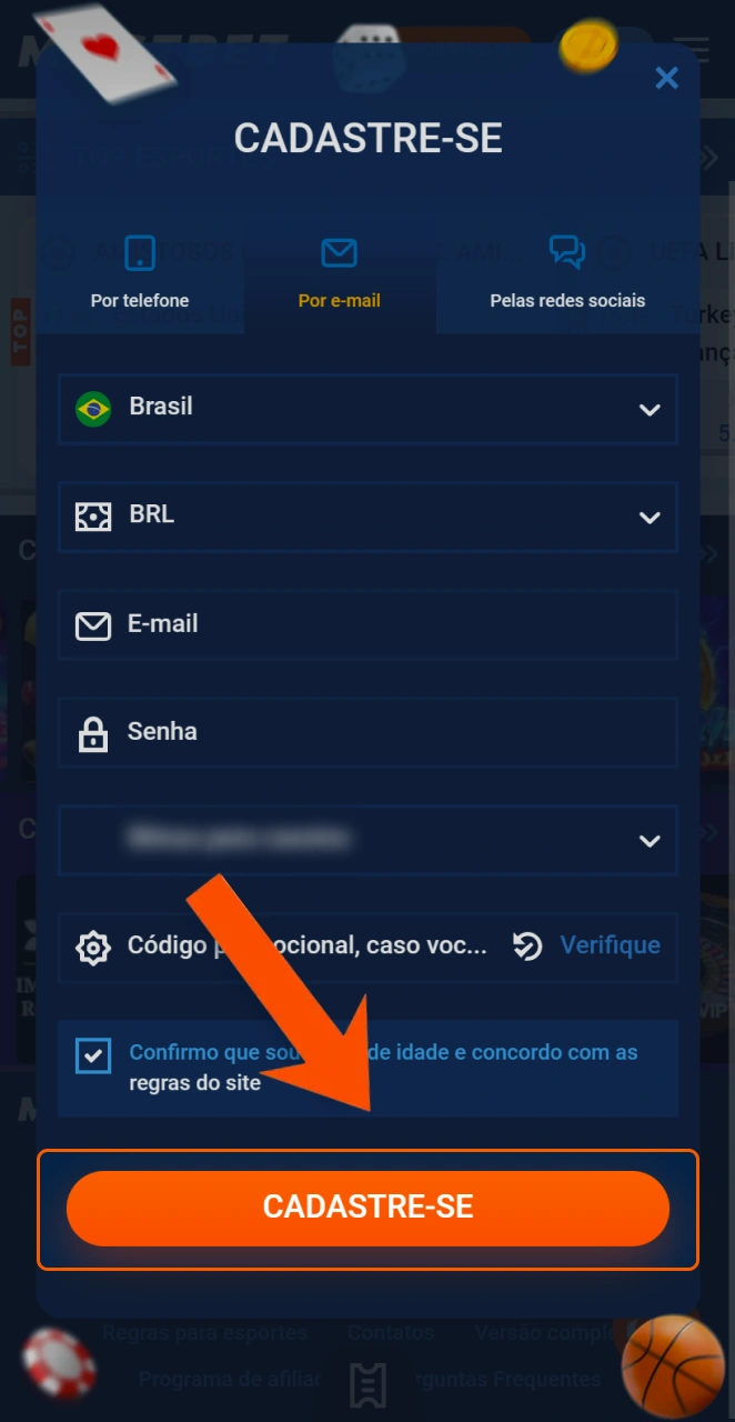 Finalize o processo para criar uma conta na aplicação Mostbet rapidamente.